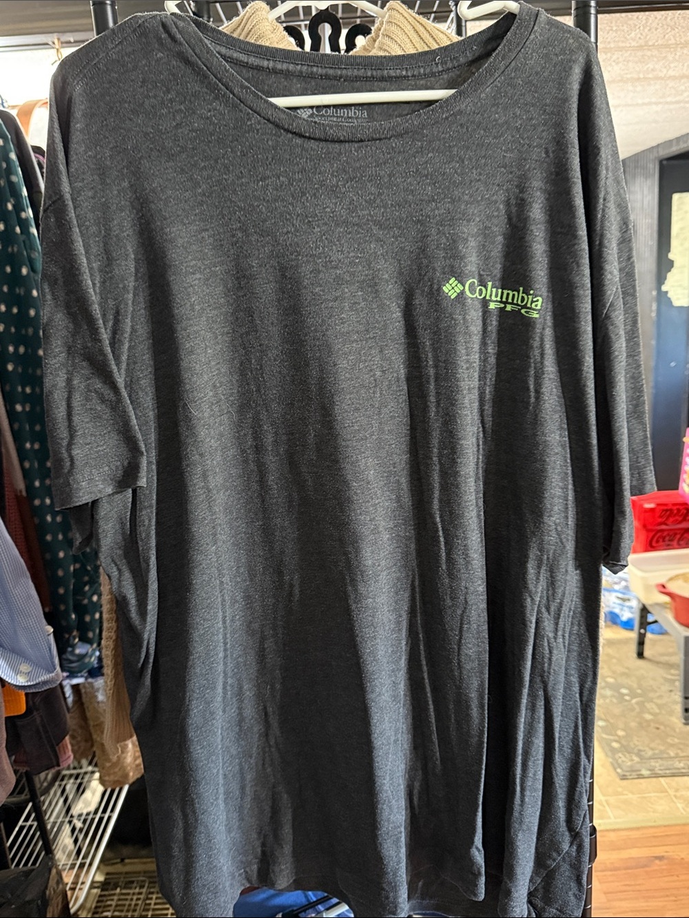 Columbia Men's Dark Gray Short Sleeve Tee with Lime Logo